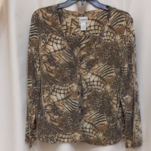 Brown animal pattern cardigan
